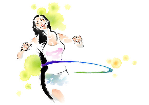 PSD 여자 다이어트 일러스트 캘리그라피 한명 상반신 성인 운동 헬스 훌라후프 국내일러스트 1 건강 사람 파일형식