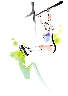 전신 PSD 여자 일러스트 캘리그라피 매달리기 한명 성인 운동 헬스 철봉 국내일러스트 1 모션 건강 사람 파일형식