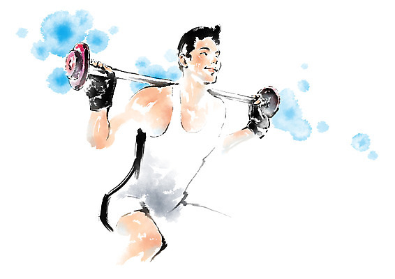 PSD 남자 일러스트 캘리그라피 한명 들기 성인 운동 헬스 역기 국내일러스트 1 모션 건강 사람 파일형식