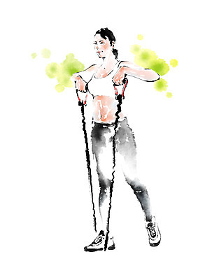 전신 PSD 여자 다이어트 일러스트 캘리그라피 한명 서기 성인 운동 운동기구 헬스 당기기 국내일러스트 1 모션 건강 사람 파일형식