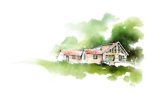 PSD 일러스트 캘리그라피 주택 풍경 사람없음 전원주택 국내일러스트 건물 파일형식