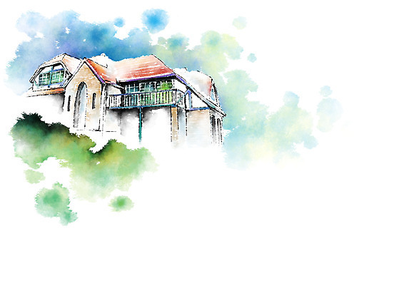 PSD 일러스트 캘리그라피 주택 풍경 사람없음 전원주택 국내일러스트 건물 파일형식