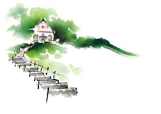 PSD 일러스트 캘리그라피 주택 풍경 사람없음 계단 전원주택 국내일러스트 건물 파일형식