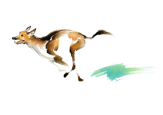 PSD 동물 한마리 일러스트 캘리그라피 붓터치 사람없음 달리기 개 국내일러스트 1 포유류 모션 파일형식