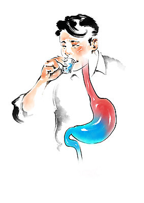 PSD 남자 일러스트 캘리그라피 주류 건강 한명 상반신 성인 마시기 질병 음주 위장 과음 소주잔 국내일러스트 1 음료 술잔 의학 모션 사람 장기_의학 소주 파일형식