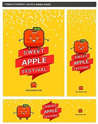 PSD 캐릭터 배너 배너템플릿 가로배너 ZIP 포스터 세로배너 과일 사람없음 세트 축제 현수막 사과 과일캐릭터 템플릿 가로 세로 파일형식