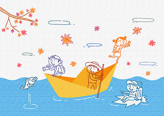 여자 남자 바다 여행 단풍 포토일러 어류 여러명 캐리어 망원경 가을 나뭇가지 뱃사공 종이배 이미지편집 AI파일 나무 편집이미지 계절 다수 잎 사람 여행가방 수중동물 종이접기 파일형식 벡터