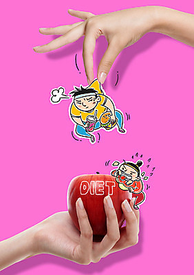 손 여자 남자 음식 다이어트 포토일러 들기 두명 신체부위 햄버거 사과 먹기 비만 콜라 이미지편집 AI파일 편집이미지 과일 모션 패스트푸드 건강 사람 몸매 탄산음료 파일형식 벡터
