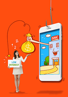 전신 배너 여자 화살표 비즈니스 포토일러 안내 한명 서기 웃음 20대 스마트폰 달러 한국인 낚싯바늘 돈자루 알림 은행 대출 금리 저금리 이미지편집 AI파일 편집이미지 1 돈 모션 표정 사람 동양인 청년 금융 핸드폰 스마트기기 낚시용품 파일형식 벡터