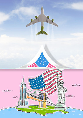 구름 포토일러 하늘 비행기 사람없음 미국 성조기 자유의여신상 금문교 미국여행 엠파이어스테이트빌딩 이미지편집 AI파일 자연요소 편집이미지 해외여행 북아메리카 항공교통 대중교통 빌딩 세계문화유산 다리_건축물 국기 파일형식 벡터