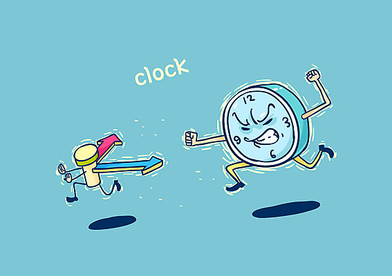 시계 일러스트 사람없음 달리기 시간 시곗바늘 탈출 국내일러스트 AI파일 컨셉 모션 파일형식 벡터