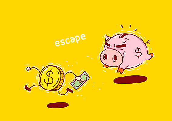 지폐 일러스트 비즈니스 사람없음 달러 동전 저축 돼지저금통 돼지 탈출 금융의날 국내일러스트 AI파일 컨셉 돈 포유류 금융 저금통 파일형식 벡터 법정기념일