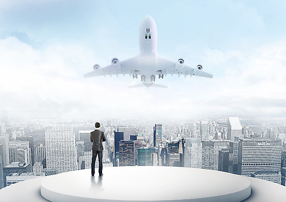 전신 PSD 구름 편집 편집이미지 남자 비즈니스 하늘 비행기 한명 서기 빌딩 뒷모습 도시 비즈니스맨 4차산업 이미지편집 자연요소 1 산업 뷰포인트 항공교통 모션 대중교통 사람 건물 직장인 파일형식
