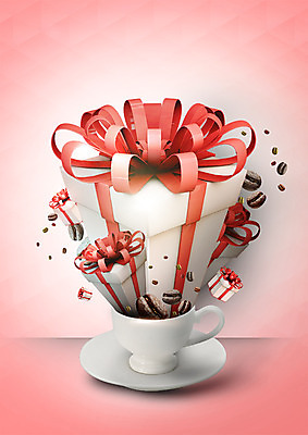 PSD 편집이미지 리본 커피 선물 이벤트 사람없음 선물상자 쇼핑 여러개 원두 커피잔 이미지편집 음료 다수 잔 상자 파일형식