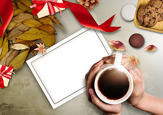 PSD 편집이미지 손 리본 커피 낙엽 사각프레임 한명 신체부위 선물상자 쿠키 머그컵 양손 커피잔 마카롱 이미지편집 1 음료 잎 디저트 잔 프레임 선물 사람 컵 상자 사각형 파일형식