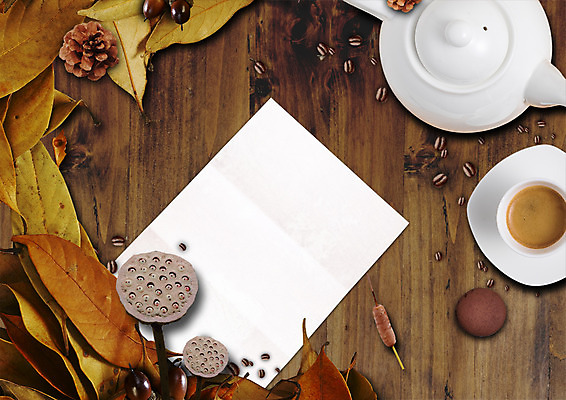 PSD 편집이미지 종이 커피 낙엽 사각프레임 사람없음 원두 가을 커피잔 찻주전자 솔방울 플랫레이 이미지편집 계절 음료 잎 주전자 잔 프레임 사각형 플랫 파일형식