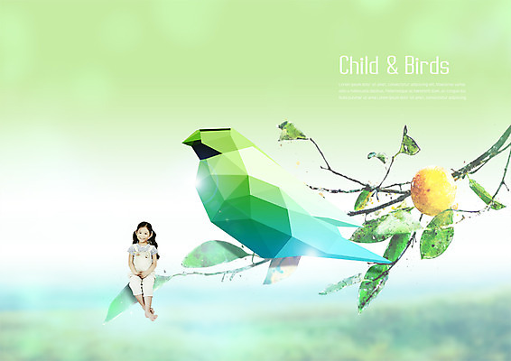 전신 PSD 편집이미지 여자 어린이교육 열매 어린이 상상 자연 조류 나뭇잎 한명 앉기 한국인 나뭇가지 이미지편집 나무 식물 동물 1 교육 잎 모션 사람 동양인 생태계 파일형식