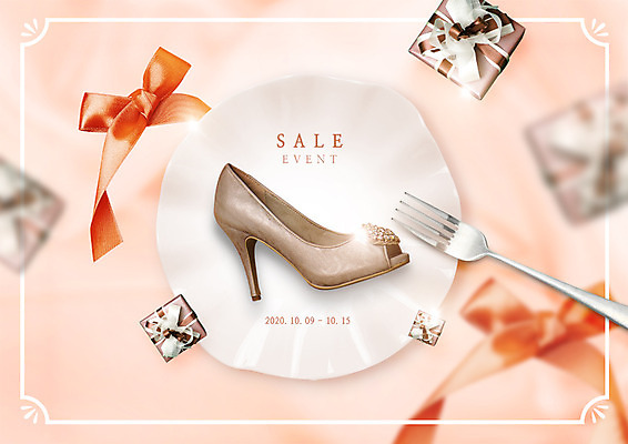 PSD 편집이미지 접시 리본 구두 포크 선물 이벤트 사람없음 선물상자 쇼핑 세일 하이힐 이미지편집 식기 신발 상자 여성화 파일형식