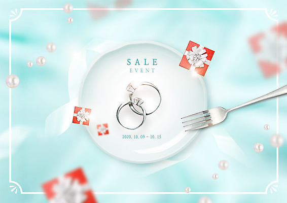 PSD 편집이미지 접시 포크 선물 이벤트 사람없음 선물상자 쇼핑 세일 반지 보석 진주 커플반지 이미지편집 식기 장신구 상자 광석 파일형식