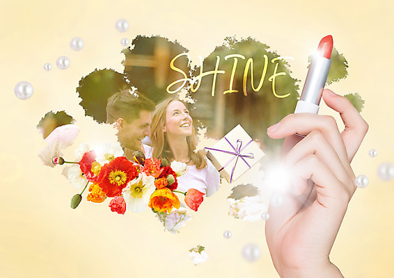 PSD 서양인 편집이미지 손 커플 여자 남자 꽃 한손 선물 웃음 이벤트 상반신 20대 신체부위 세명 선물상자 쇼핑 립스틱 보석 진주 이미지편집 외국인 식물 관계 표정 사람 청년 상자 화장품 광석 파일형식