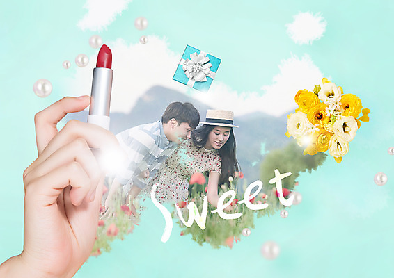 PSD 편집이미지 모자 손 커플 여자 남자 꽃 한손 선물 이벤트 상반신 20대 신체부위 세명 선물상자 쇼핑 한국인 립스틱 달콤 진주 이미지편집 식물 잡화 관계 사람 동양인 청년 상자 화장품 맛 보석 파일형식