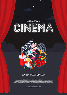 PSD 편집이미지 포스터 사람모양 사람없음 클래퍼보드 포크레인 영화관 영화 콜라 팝콘 아이소메트릭 3D안경 영화감상 영화포스터 이미지편집 모양 안경 문화예술 감상 중장비 극장 탄산음료 파일형식