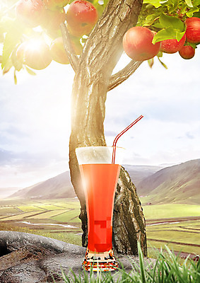 PSD 나무 구름 편집이미지 열매 하늘 잔 빨대 사람없음 사과 유기농 사과주스 이미지편집 자연요소 식물 식기 웰빙 과일 과일주스 파일형식