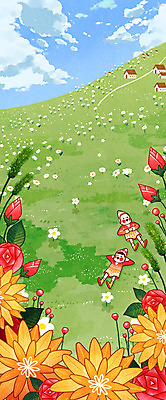 PSD 구름 꽃 어린이 일러스트 상상 자연 하늘 주택 요정 상상일러스트 풍경 초원 두명 장미 동산 난쟁이 동심 국내일러스트 자연요소 식물 사람 건물 생태계 파일형식