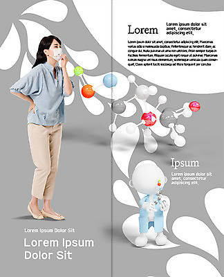 전신 PSD 템플릿 편집 표지디자인 북디자인 출판디자인 여자 내지 리플렛 2단접지 북커버 의학 마스크 한명 서기 팜플렛 30대 한국인 질병 분자구조모형 이미지템플릿 1 모션 사람 동양인 장년 모형 분자구조 파일형식