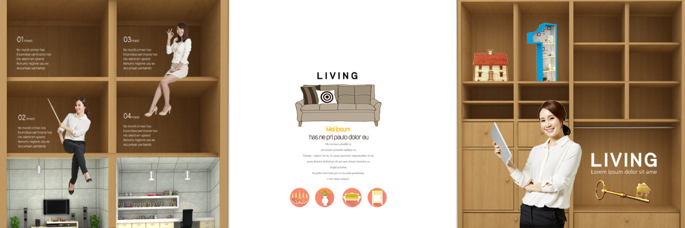 PSD 템플릿 편집 표지디자인 북디자인 출판디자인 여자 표지 리플렛 북커버 3단접지 열쇠 주택 팜플렛 20대 성인 세명 30대 인테리어 소파 한국인 이미지템플릿 디자인 의자 사람 동양인 청년 건물 장년 파일형식