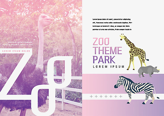 PSD 템플릿 편집 표지디자인 북디자인 출판디자인 표지 리플렛 북커버 여러마리 자연 동물원 팜플렛 사람없음 기린 얼룩말 코뿔소 타조 이미지템플릿 다수 포유류 조류 말_동물 생태계 파일형식