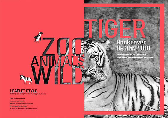 PSD 템플릿 편집 표지디자인 북디자인 출판디자인 표지 리플렛 북커버 자연 동물원 팜플렛 사람없음 호랑이 펭귄 얼룩말 이미지템플릿 포유류 조류 말_동물 생태계 파일형식