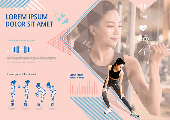 PSD 템플릿 편집 표지디자인 북디자인 출판디자인 여자 내지 리플렛 북커버 그래프 팜플렛 여러명 20대 성인 운동 헬스 스트레칭 아령 한국인 이미지템플릿 다수 건강 사람 동양인 청년 파일형식