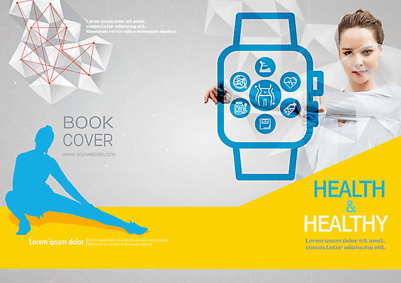 PSD 서양인 템플릿 편집 표지디자인 북디자인 출판디자인 여자 표지 실루엣 리플렛 북커버 한명 팜플렛 상반신 20대 성인 운동 헬스 스트레칭 스마트워치 이미지템플릿 외국인 1 촬영기법 건강 사람 청년 스마트기기 웨어러블 파일형식