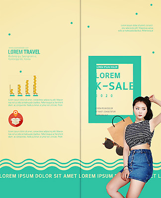 PSD 템플릿 편집 표지디자인 북디자인 출판디자인 여자 표지 리플렛 2단접지 북커버 그래프 한명 이벤트 팜플렛 20대 성인 쇼핑 선글라스 쇼핑백 세일 한국인 청치마 이미지템플릿 1 안경 가방 사람 동양인 청년 치마 파일형식