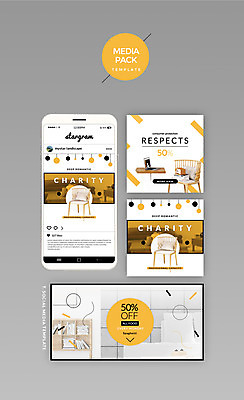 PSD 템플릿 가구 웹템플릿 의자 디자인시안 모바일 책장 사람없음 인테리어 세트 홈페이지 노란색 소셜네트워크 미디어팩 SNS배너 이미지템플릿 디자인 컬러 생활용품 파일형식