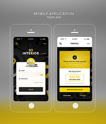 PSD 템플릿 웹템플릿 디자인시안 모바일 사람없음 스마트폰 인테리어 홈페이지 노란색 설계도 공구 어플리케이션 모바일템플릿 건축모형 DIY 모바일앱 이미지템플릿 디자인 컬러 건설업 취미 핸드폰 스마트기기 모형 도구 파일형식