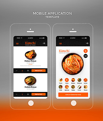 PSD 템플릿 한국전통 웹템플릿 디자인시안 모바일 김치 사람없음 스마트폰 홈페이지 주황색 어플리케이션 모바일템플릿 배추김치 총각김치 파김치 모바일앱 이미지템플릿 전통 한식 컬러 한국 핸드폰 스마트기기 파일형식