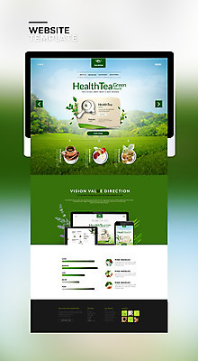 PSD 템플릿 웹템플릿 사이트템플릿 건강 사람없음 초록색 태블릿 홈페이지 홈페이지시안 다기 녹차 녹차밭 이미지템플릿 컬러 밭 차_음료 전자제품 스마트기기 다도 파일형식