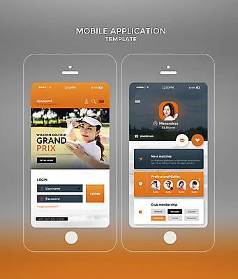 PSD 템플릿 여자 남자 웹템플릿 골프 디자인시안 모바일 여러명 20대 성인 스마트폰 홈페이지 주황색 한국인 골퍼 어플리케이션 모바일템플릿 성인만 모바일앱 이미지템플릿 컬러 다수 운동선수 사람 동양인 청년 핸드폰 스마트기기 구기 파일형식