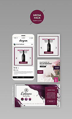 PSD 템플릿 웹템플릿 디자인시안 모바일 사람없음 세트 홈페이지 와인 보라색 와인병 소셜네트워크 미디어팩 SNS배너 이미지템플릿 컬러 병_용기 주류 파일형식