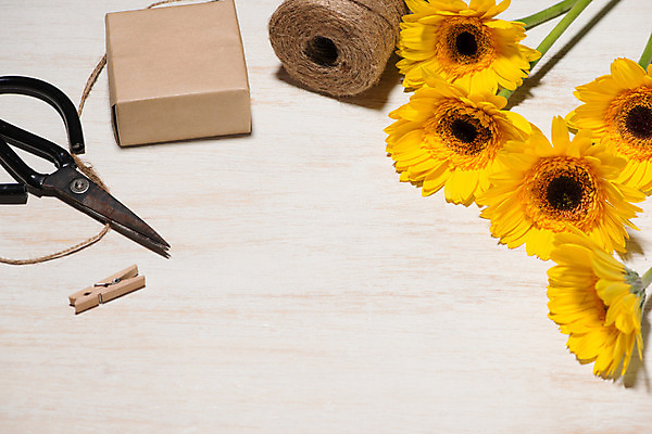 포토 JPG 해외이미지 해바라기 실내 사람없음 상자 하이앵글 오브젝트 노끈 나무배경 해외202004 해외포토 꽃 줄 뷰포인트 백그라운드 내부 파일형식 이미지허브