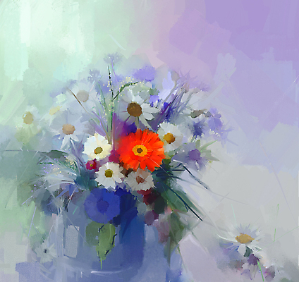 JPG 해외이미지 꽃 여러송이 일러스트 미술 사람없음 그림 손그림 유화 해외202004 해외일러스트 식물 다수 문화예술 파일형식 이미지허브