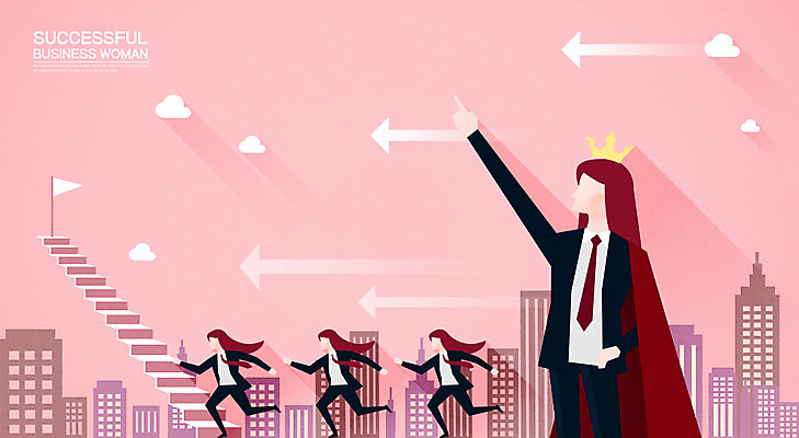 전신 여자 화살표 일러스트 회사 직장 여러명 상반신 성인 건물 계단 깃발 비즈니스우먼 리더 경영 리더쉽 얼굴없음 국내일러스트 AI파일 건축물 다수 비즈니스 사람 직장인 파일형식 벡터