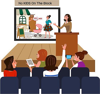 전신 여자 교육 의자 일러스트 엄마 서기 앉기 여러명 상반신 성인 스마트폰 스크린 카페 아기 질문 거절 유모차 공공장소 출입금지 노키즈존 국내일러스트 AI파일 가구 다수 컨셉 가족 모션 사람 핸드폰 스마트기기 상점 장소 아기용품 금지 파일형식 벡터