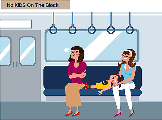 전신 여자 어린이 의자 일러스트 엄마 앉기 성인 세명 눕기 분노 잠 전철 공공장소 매너 불쾌함 노키즈존 국내일러스트 AI파일 감정 육상교통 가구 가족 모션 대중교통 사람 장소 예절 파일형식 벡터