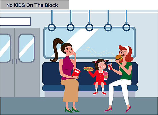 전신 여자 어린이 음식 일러스트 엄마 앉기 성인 햄버거 전철 콜라 핫도그 공공장소 매너 불쾌함 노키즈존 국내일러스트 AI파일 감정 육상교통 가족 모션 대중교통 패스트푸드 사람 장소 예절 탄산음료 파일형식 벡터