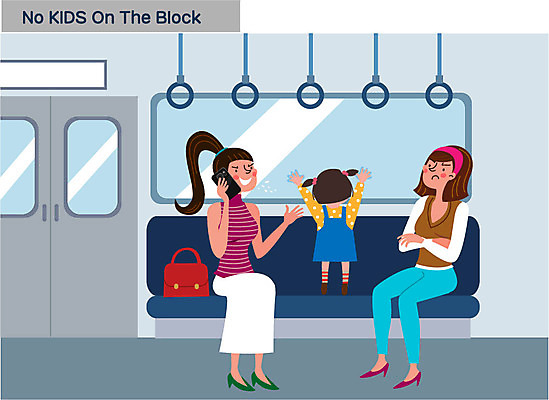 전신 여자 어린이 의자 일러스트 엄마 서기 웃음 앉기 성인 세명 전철 통화 공공장소 매너 불쾌함 노키즈존 국내일러스트 AI파일 감정 육상교통 가구 가족 모션 대중교통 표정 사람 장소 예절 파일형식 벡터