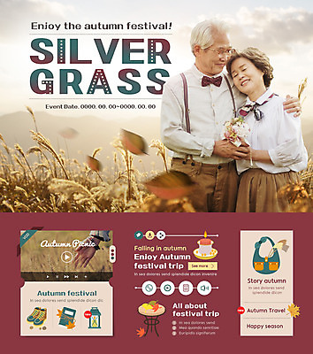 PSD 템플릿 손 부부 여자 노년 남자 꽃다발 웹템플릿 안기 이벤트페이지 갈대 웃음 이벤트 상반신 두명 앞모습 신체부위 노부부 축제 한국인 가을 60대 이미지템플릿 식물 커플 계절 꽃 뷰포인트 모션 표정 사람 동양인 성인 페이지 파일형식