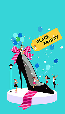 전신 여자 리본 구두 가로등 일러스트 여러명 성인 쇼핑 세일 검은색 풍선 블랙프라이데이 국내일러스트 AI파일 공공시설 컬러 다수 신발 데이이벤트 사람 파일형식 벡터